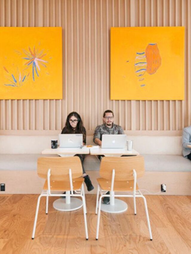 open desks area in coworking spaces