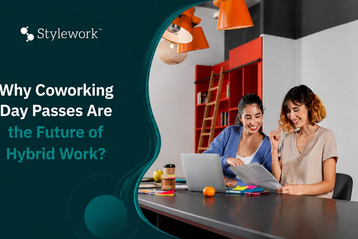 modern coworking workspace, highlighting the role of coworking day passes in hybrid work